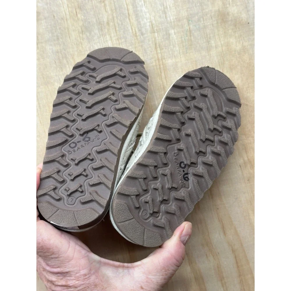 Bearpaw Skye Toddler Shoes Size 7 Beige Washed Canvas Floral Eyelet‎ Boots 2578T